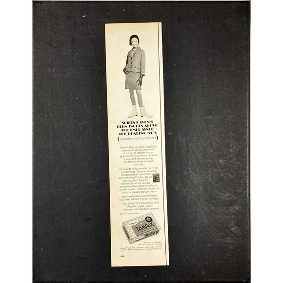 Tampax Internal Sanitary Protection "No Belts-Pins-Pads-Odor" Vtg Print Ad 1966 - Picture 1 of 2